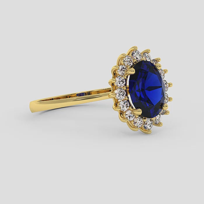 18K Gold Diamond Sapphire Ring