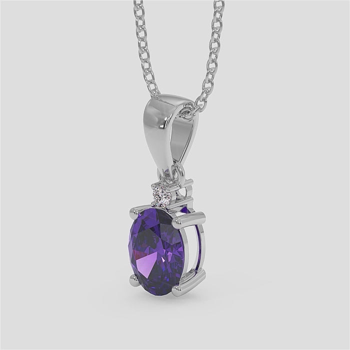 18K Gold Diamond Amethyst Pendant