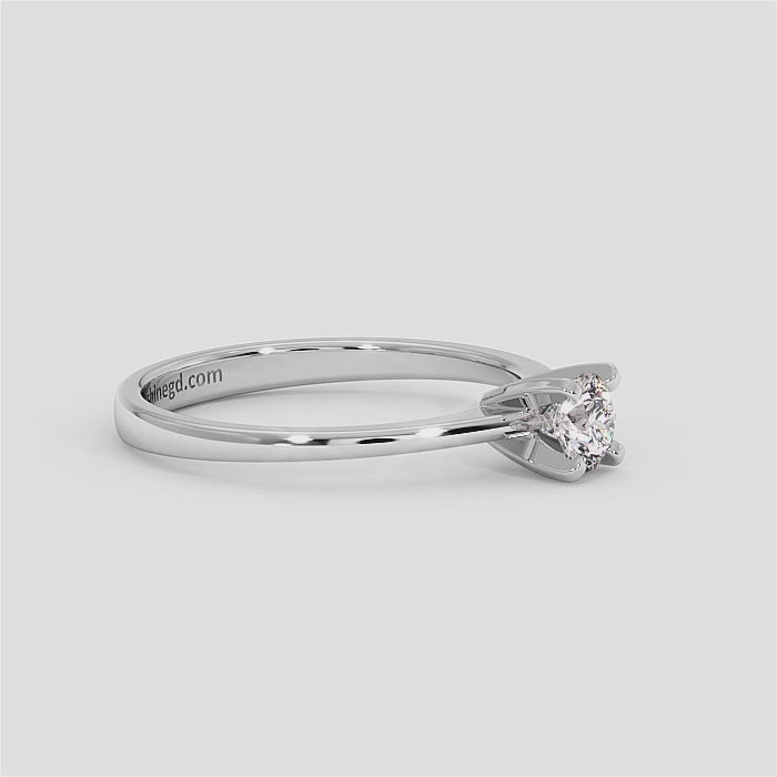 18K Gold Classic Round Solitaire Diamond Ring