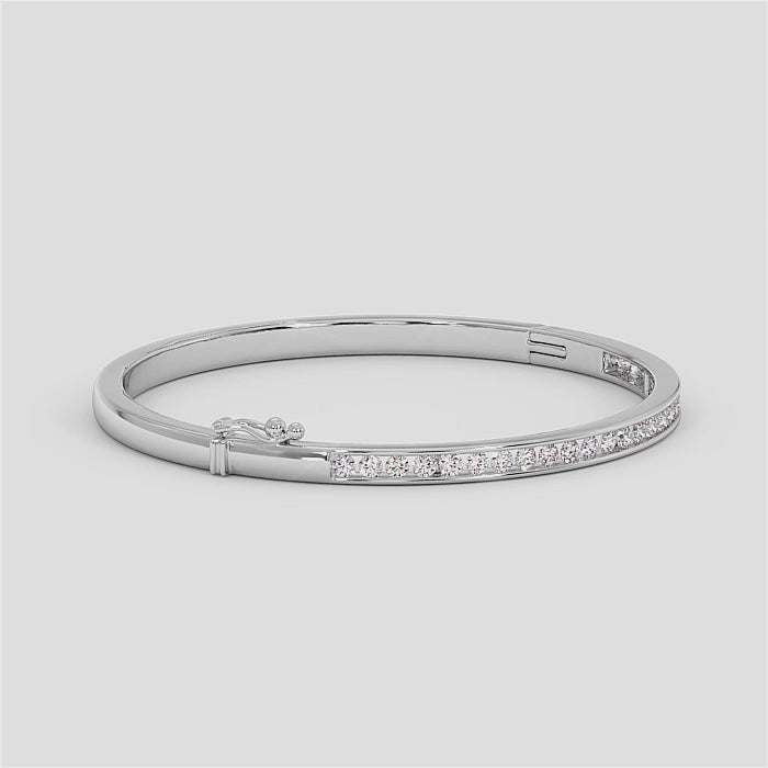 18K Gold Slim Diamond Line Bangle