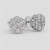 18K Gold Floral Cluster Diamond Stud Earrings
