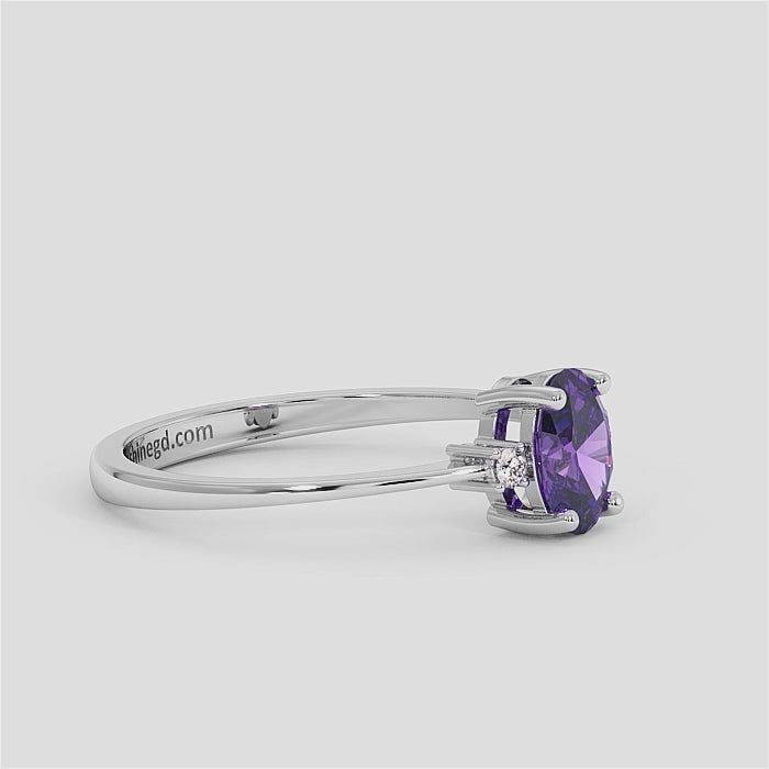 18K Gold Diamond Amethyst Ring