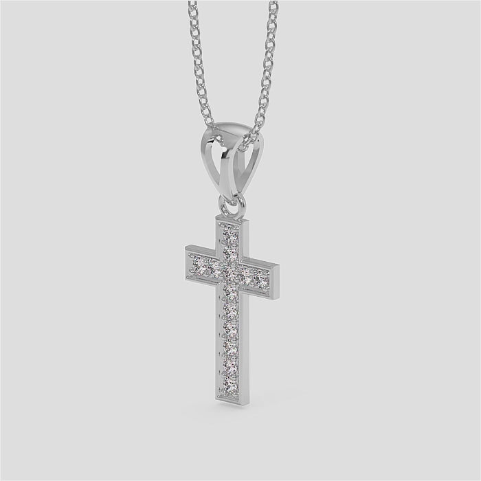 18K Gold Diamond Cross Pendant