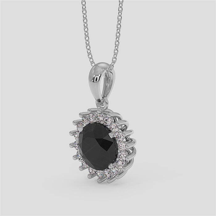 18K Gold Black & White Diamond Pendant