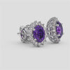18K Gold Diamond Amethyst Earrings