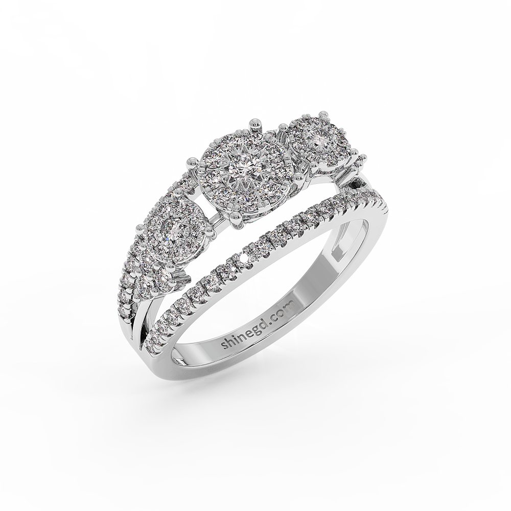 18K Gold Three-Stone Diamond Ring
