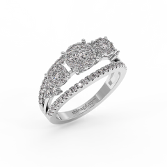 18K Gold Three-Stone Diamond Ring