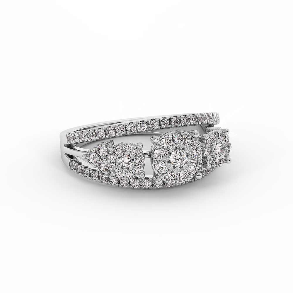 18K Gold Three-Stone Diamond Ring