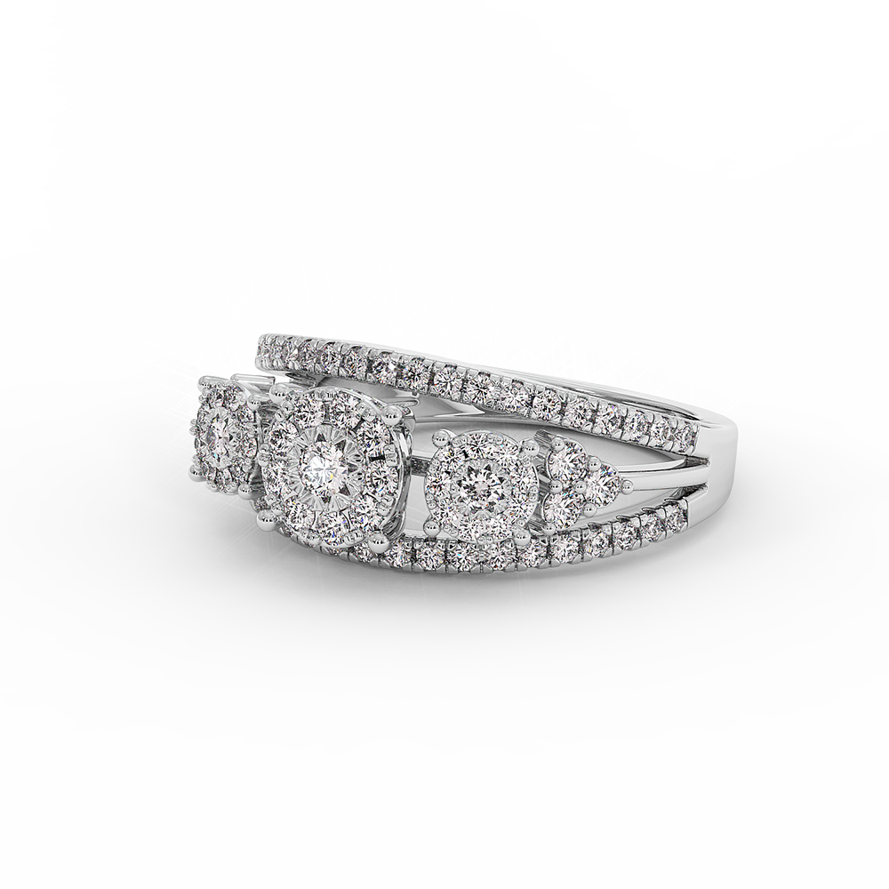 18K Gold Three-Stone Diamond Ring