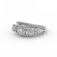 18K Gold Three-Stone Diamond Ring