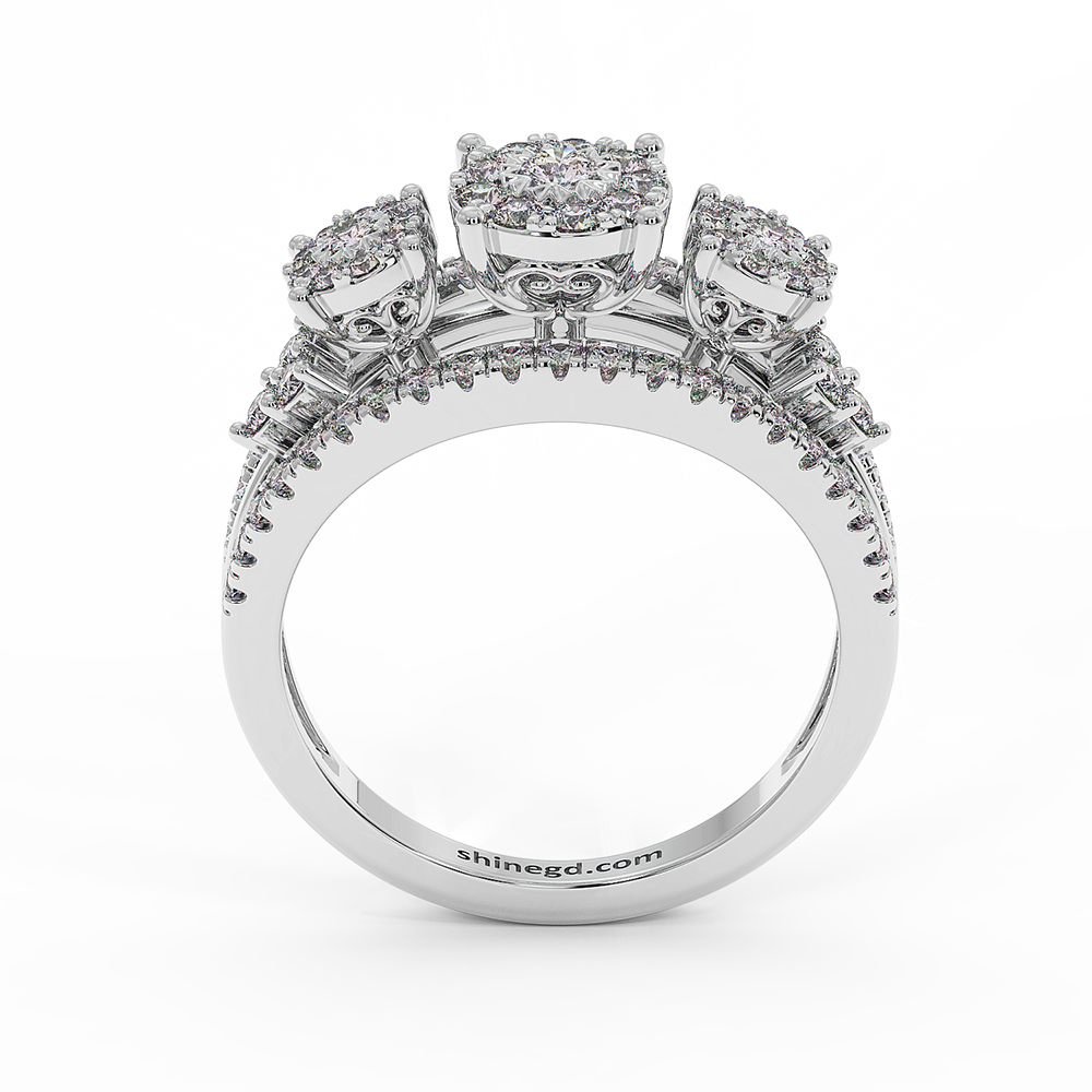 18K Gold Three-Stone Diamond Ring