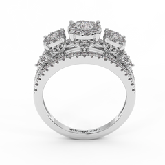 18K Gold Three-Stone Diamond Ring