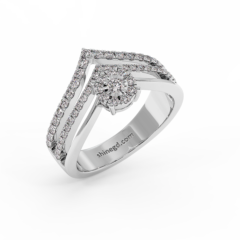Double Band Halo Diamond Ring in 18K Gold