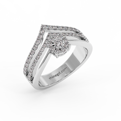 Double Band Halo Diamond Ring in 18K Gold