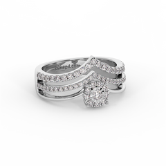 Double Band Halo Diamond Ring in 18K Gold