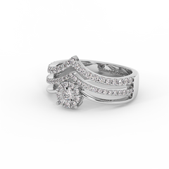 Double Band Halo Diamond Ring in 18K Gold