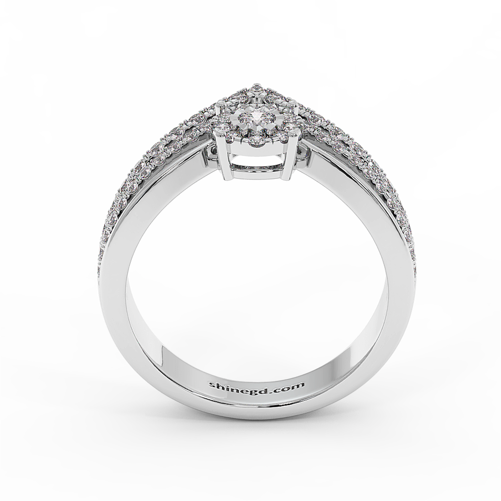 Double Band Halo Diamond Ring in 18K Gold
