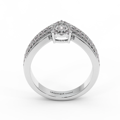 Double Band Halo Diamond Ring in 18K Gold
