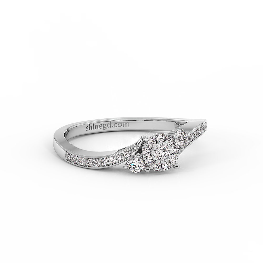 Halo Diamond Ring with Pavé Band 18K Gold