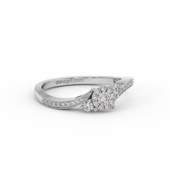 Halo Diamond Ring with Pavé Band 18K Gold