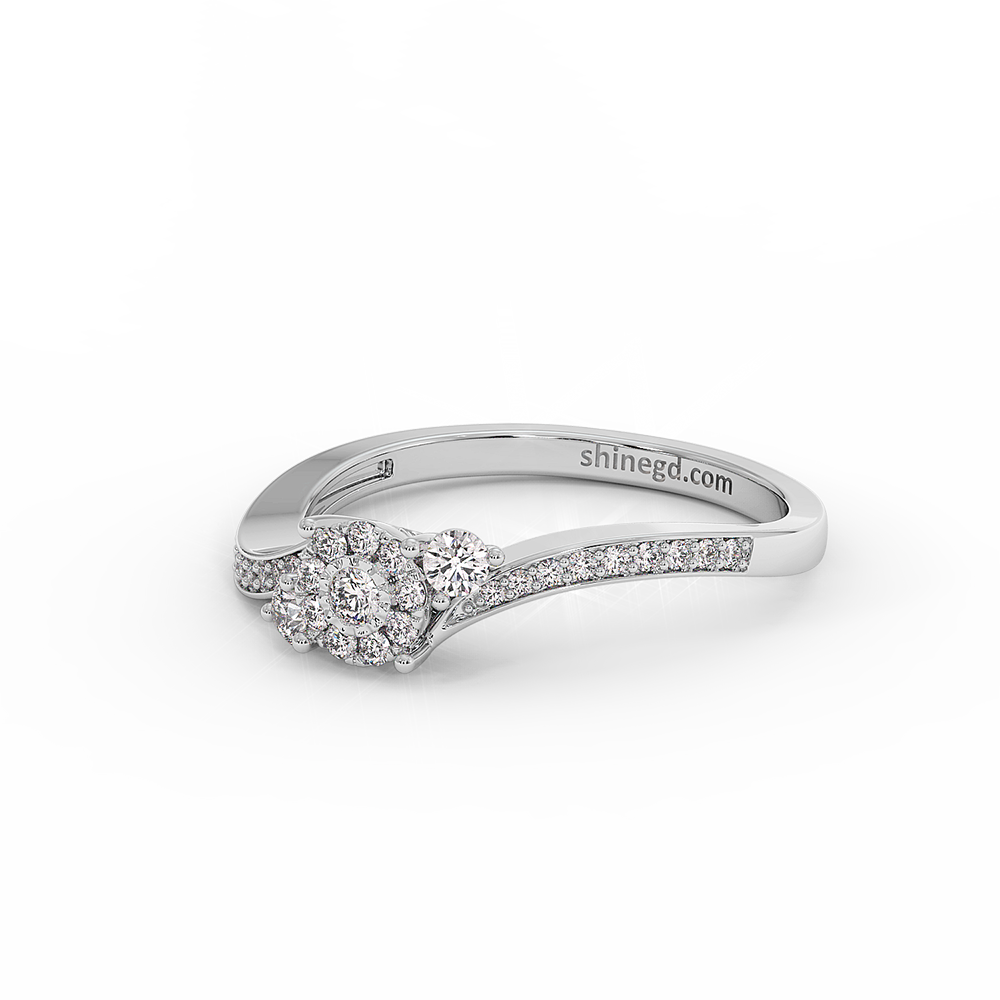 Halo Diamond Ring with Pavé Band 18K Gold