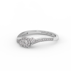 Halo Diamond Ring with Pavé Band 18K Gold