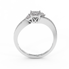 Halo Diamond Ring with Pavé Band 18K Gold