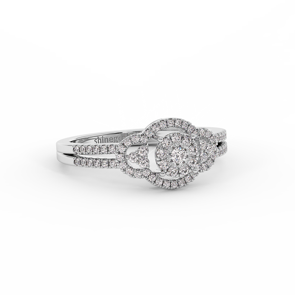 18K Gold Round Halo Diamond Ring