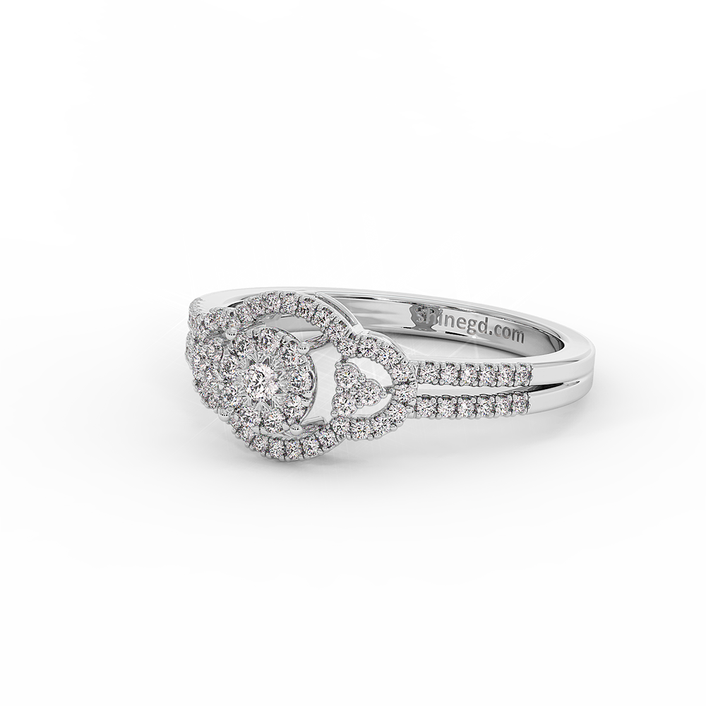 18K Gold Round Halo Diamond Ring