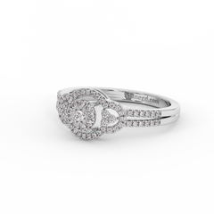18K Gold Round Halo Diamond Ring