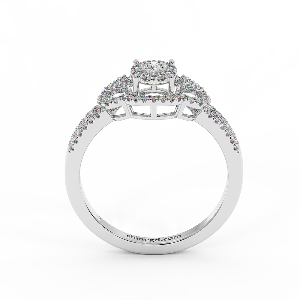 18K Gold Round Halo Diamond Ring