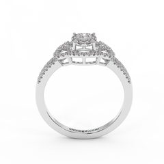 18K Gold Round Halo Diamond Ring