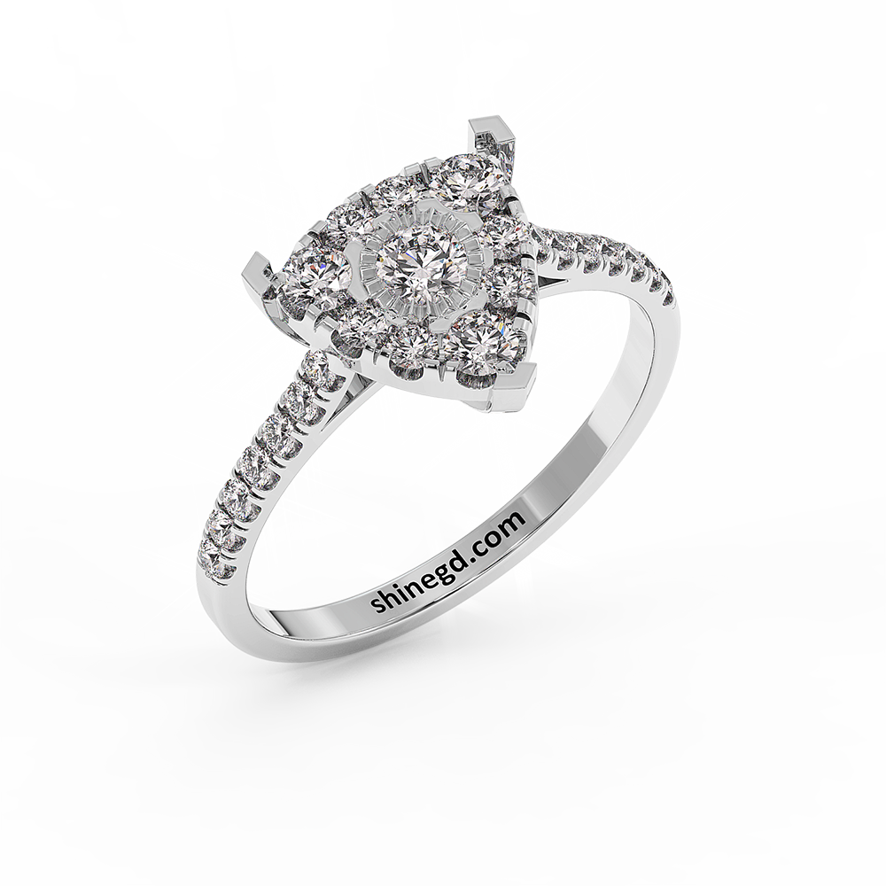 18K Gold Cushion Halo Diamond Ring