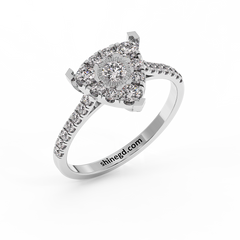 18K Gold Cushion Halo Diamond Ring