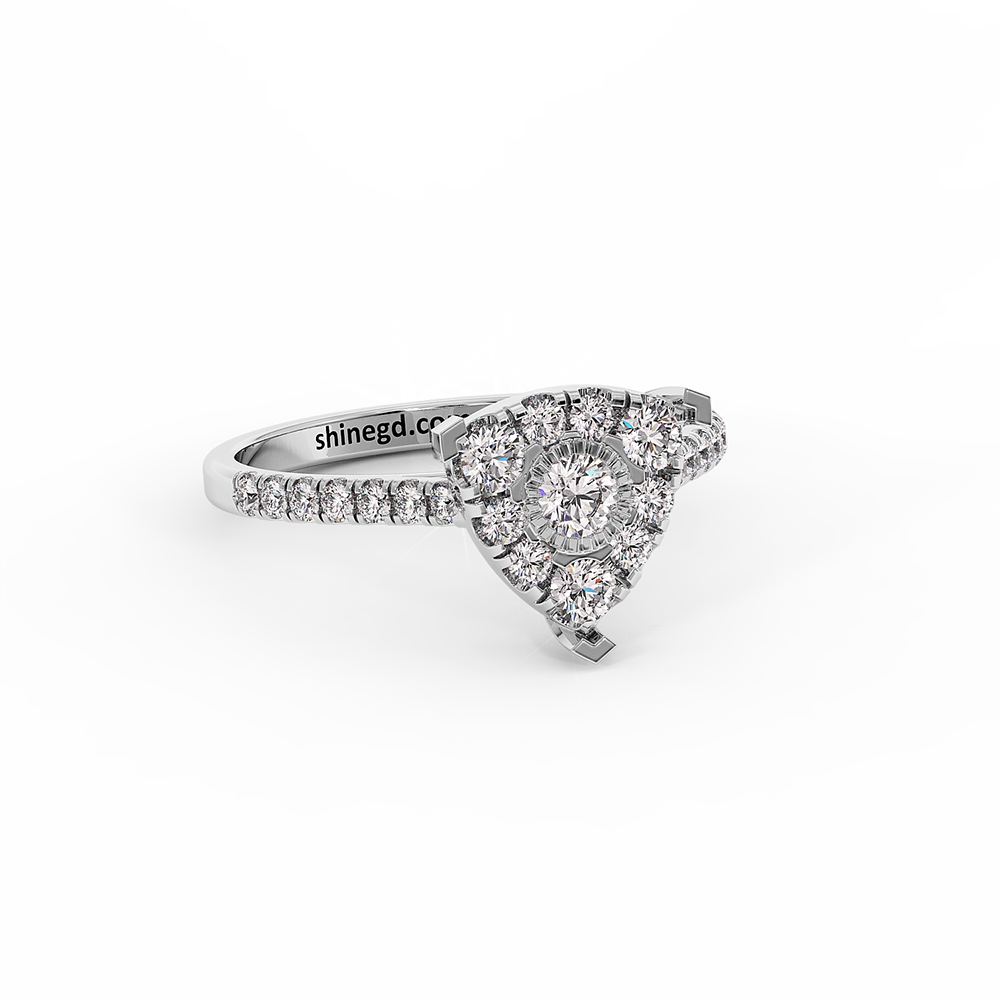 18K Gold Cushion Halo Diamond Ring