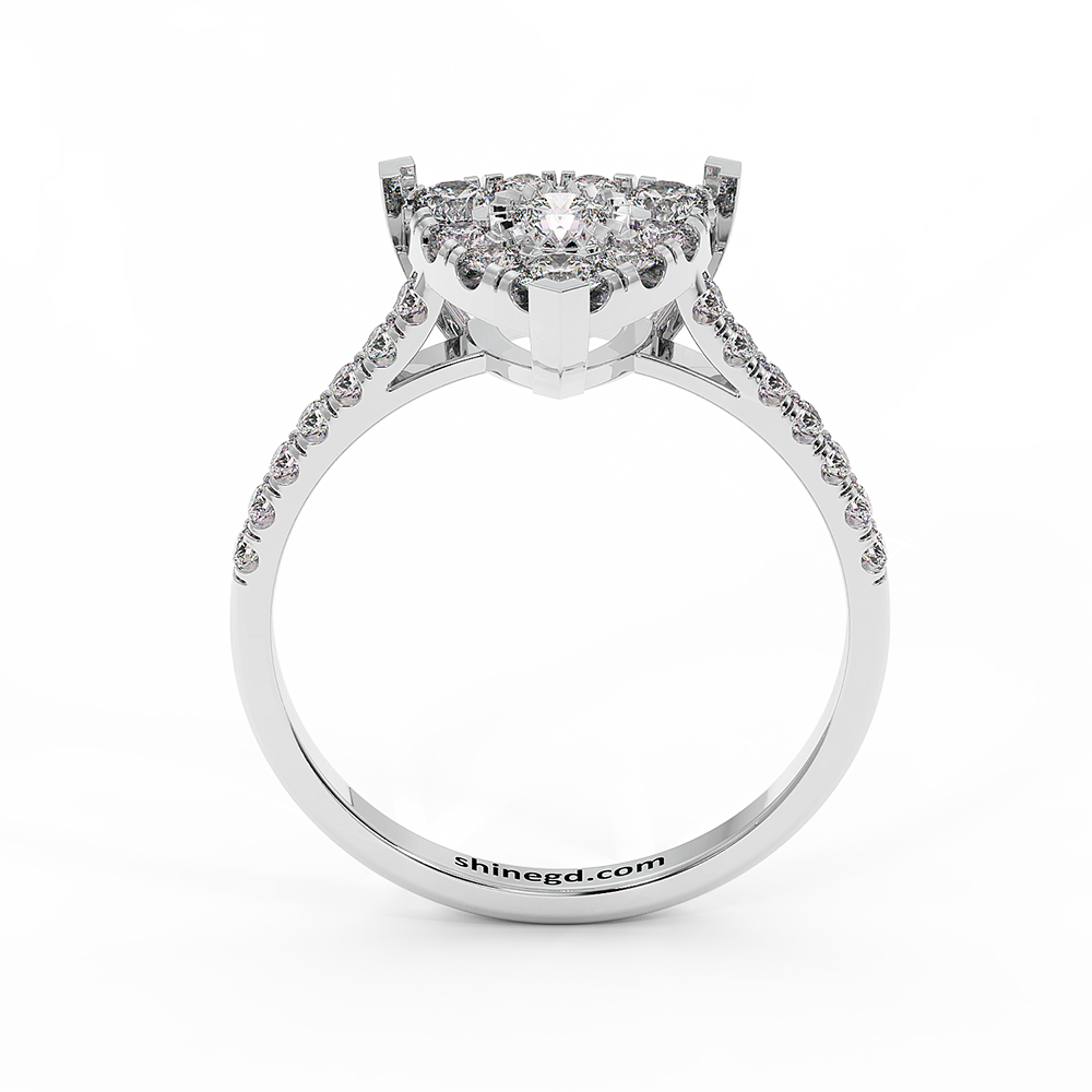18K Gold Cushion Halo Diamond Ring