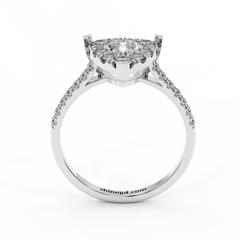 18K Gold Cushion Halo Diamond Ring