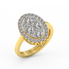 18K Gold Oval Diamond Cluster Ring