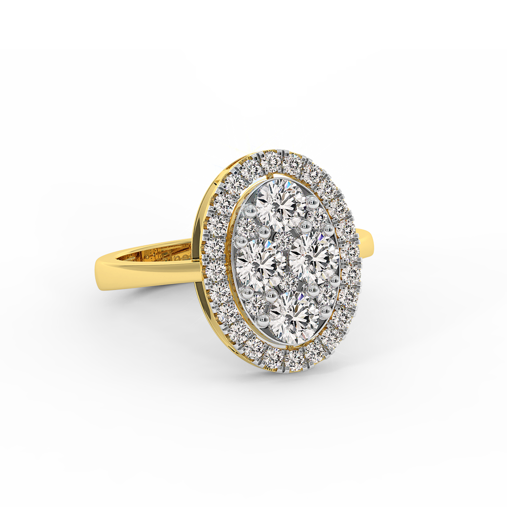 18K Gold Oval Diamond Cluster Ring