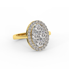 18K Gold Oval Diamond Cluster Ring