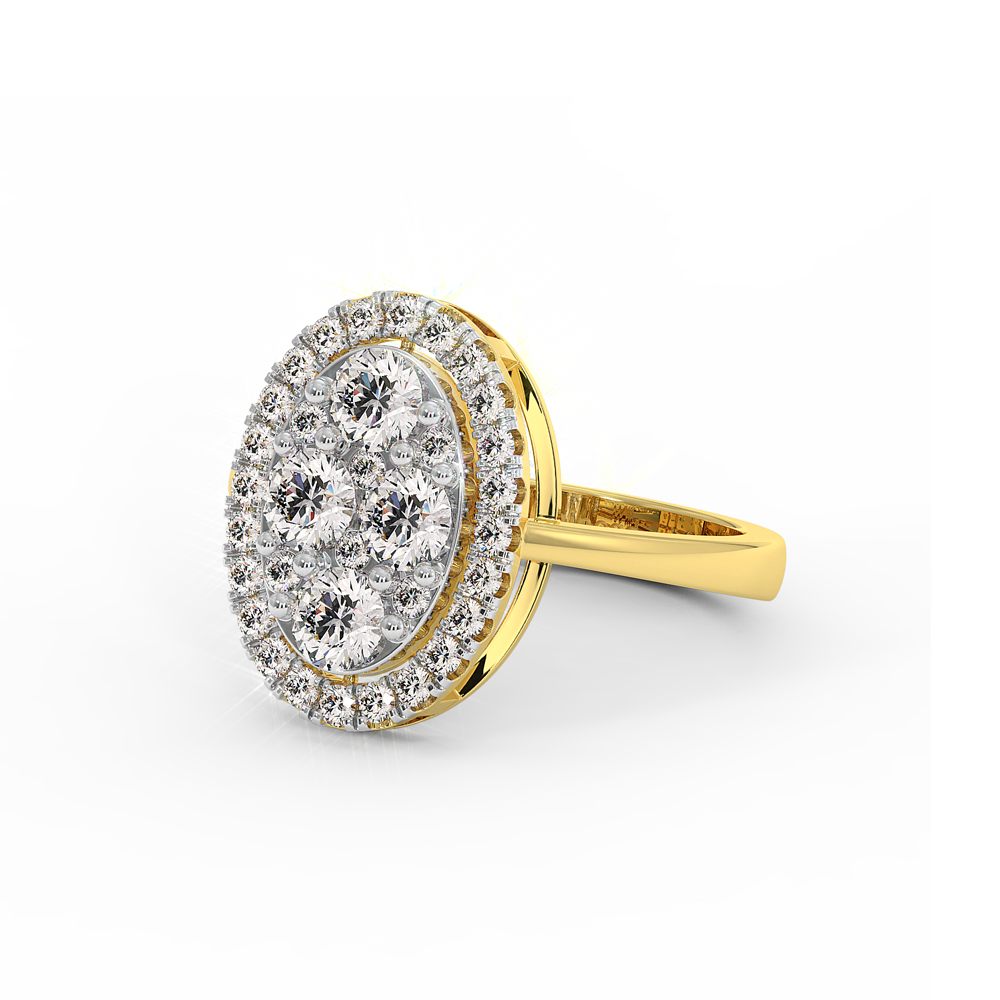 18K Gold Oval Diamond Cluster Ring