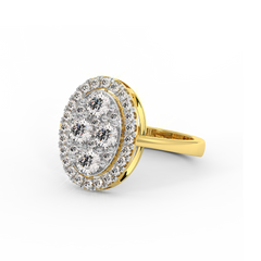 18K Gold Oval Diamond Cluster Ring