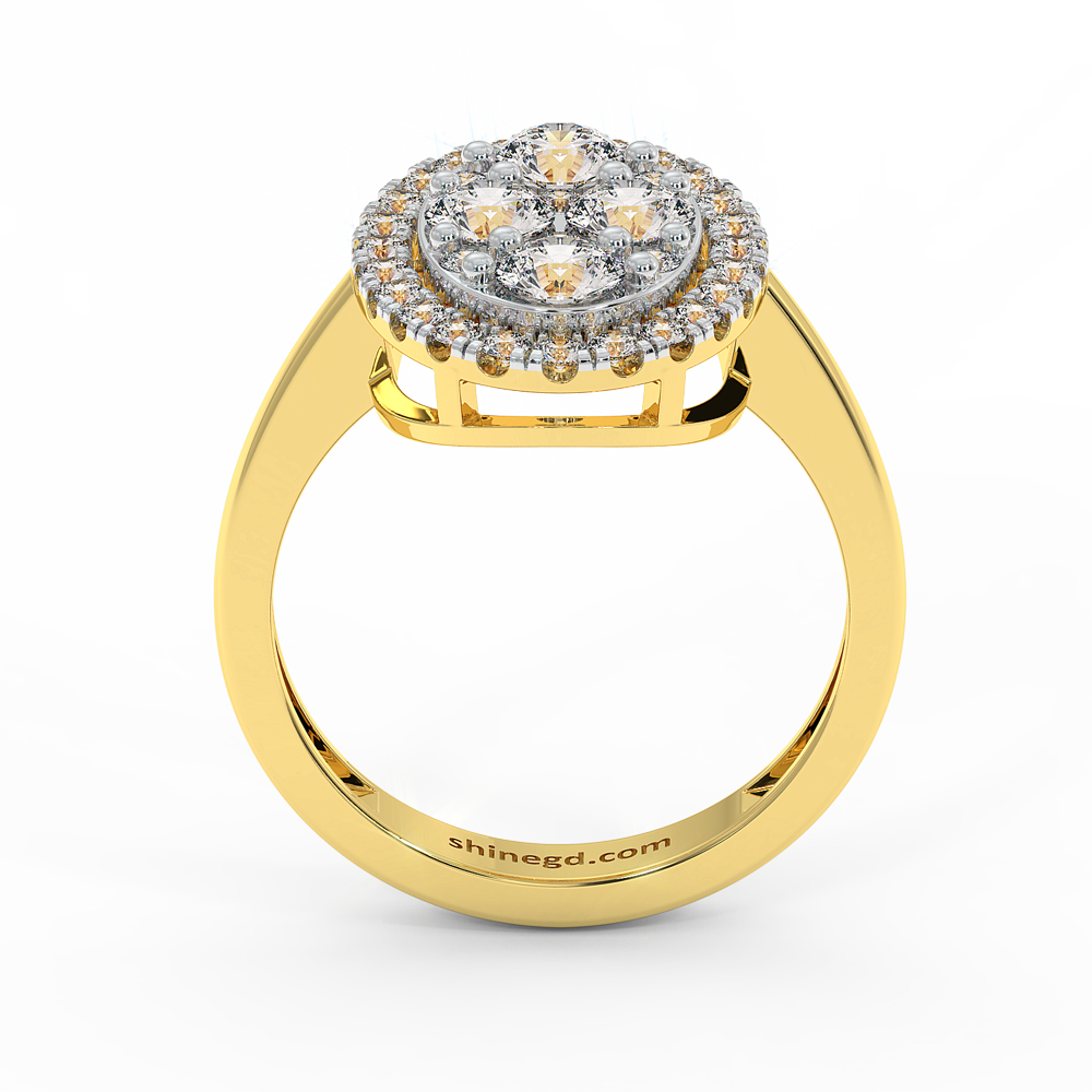 18K Gold Oval Diamond Cluster Ring