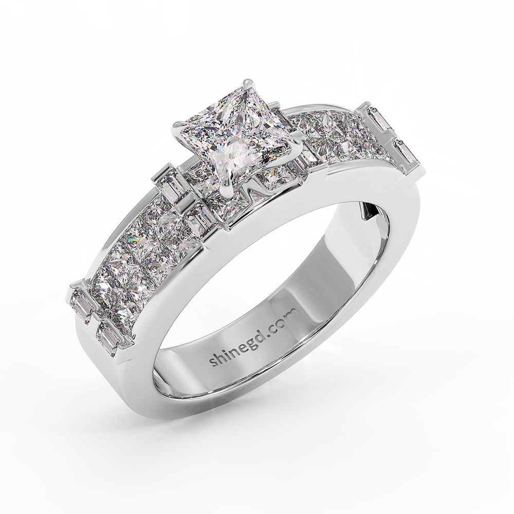 18K Gold Princess Cut Solitaire Diamond Ring
