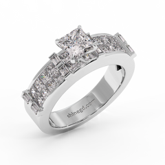 18K Gold Princess Cut Solitaire Diamond Ring
