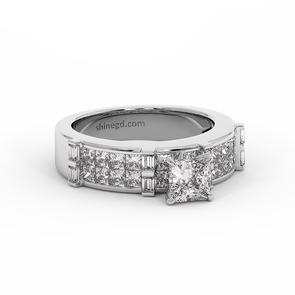 18K Gold Princess Cut Solitaire Diamond Ring