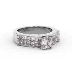18K Gold Princess Cut Solitaire Diamond Ring