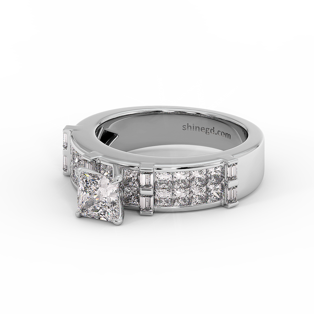 18K Gold Princess Cut Solitaire Diamond Ring