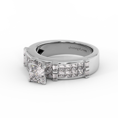 18K Gold Princess Cut Solitaire Diamond Ring