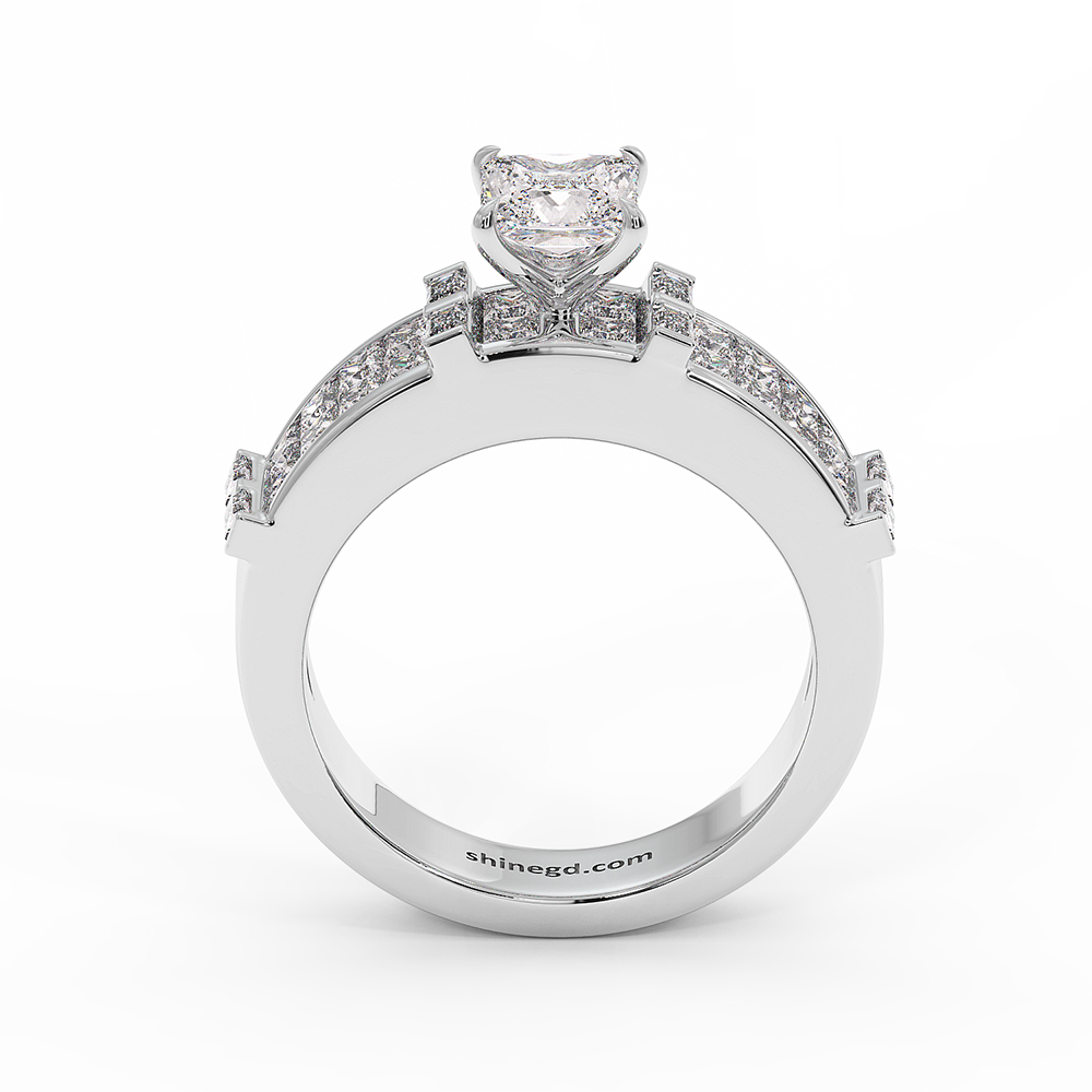 18K Gold Princess Cut Solitaire Diamond Ring